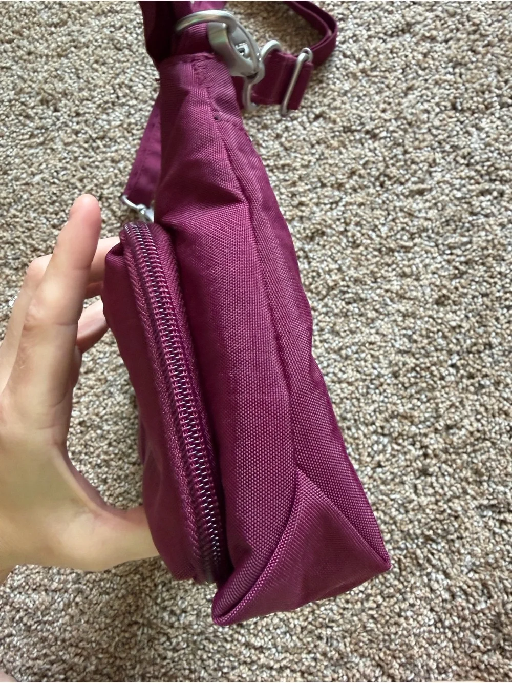 BAGGALLINI Deep Plum Purple Small Nylon Zippered Crossbody Shoulder Bag